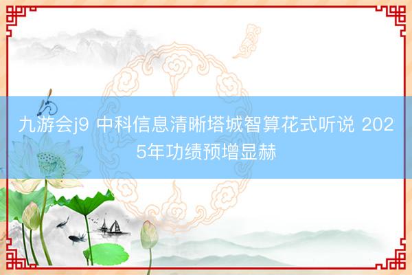 九游会j9 中科信息清晰塔城智算花式听说 2025年功绩预增显赫