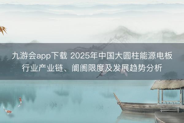 九游会app下载 2025年中国大圆柱能源电板行业产业链、阛阓限度及发展趋势分析