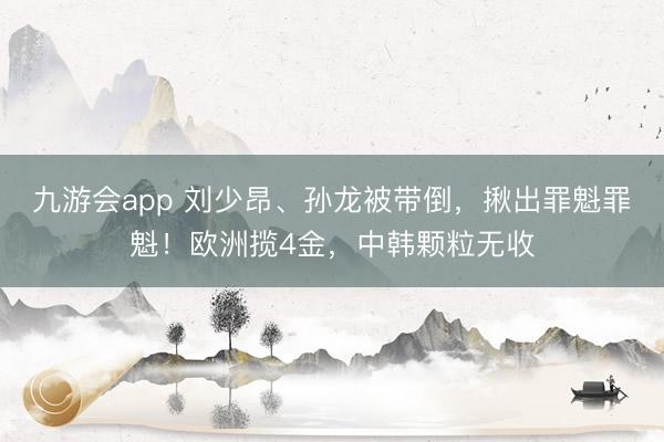 九游会app 刘少昂、孙龙被带倒，揪出罪魁罪魁！欧洲揽4金，中韩颗粒无收