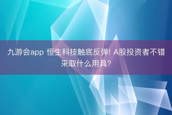 九游会app 恒生科技触底反弹! A股投资者不错采取什么用具?