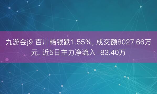 九游会j9 百川畅银跌1.55%， 成交额8027.66万元， 近5日主力净流入-83.40万