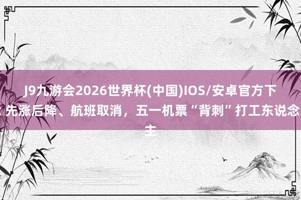 J9九游会2026世界杯(中国)IOS/安卓官方下载 先涨后降、航班取消，五一机票“背刺”打工东说念主