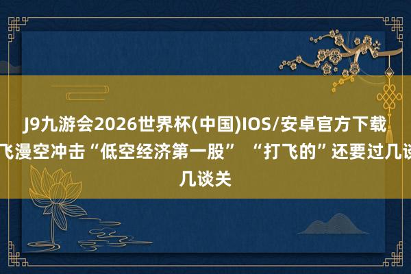 J9九游会2026世界杯(中国)IOS/安卓官方下载 沃飞漫空冲击“低空经济第一股”  “打飞的”还要过几谈关