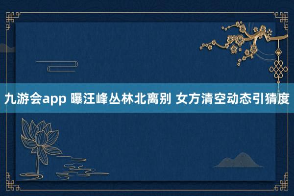 九游会app 曝汪峰丛林北离别 女方清空动态引猜度