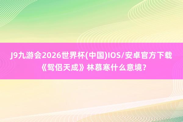 J9九游会2026世界杯(中国)IOS/安卓官方下载 《鸳侣天成》林慕寒什么意境？