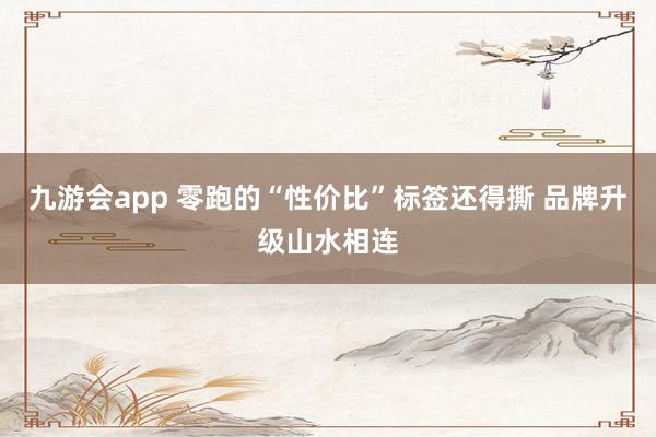 九游会app 零跑的“性价比”标签还得撕 品牌升级山水相连