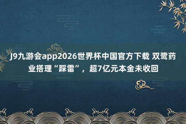 J9九游会app2026世界杯中国官方下载 双鹭药业搭理“踩雷”，超7亿元本金未收回