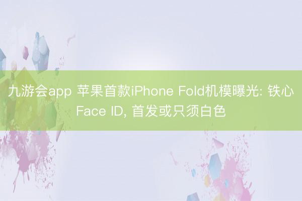 九游会app 苹果首款iPhone Fold机模曝光: 铁心Face ID， 首发或只须白色