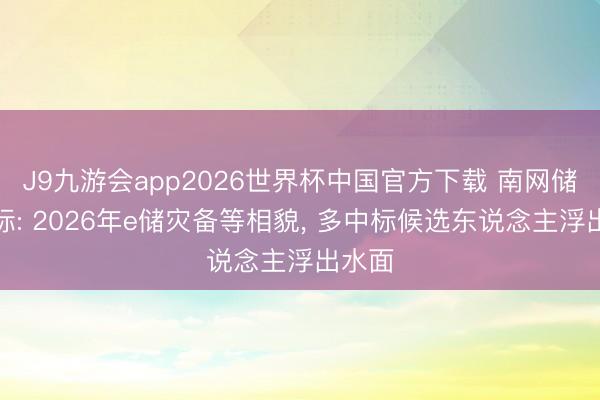 J9九游会app2026世界杯中国官方下载 南网储能招标: 2026年e储灾备等相貌， 多中标候选东说念主浮出水面